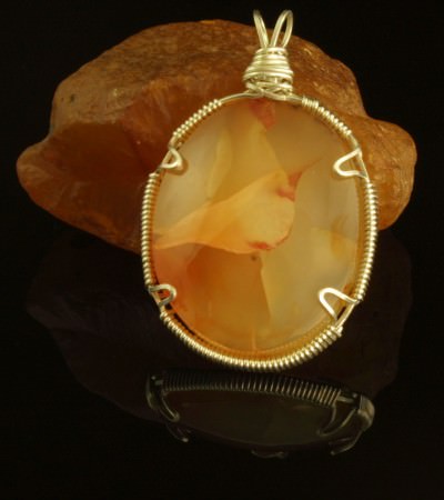 Wire Wrapped Pendant: Carnelian And Sterling Silver Wire