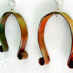 fire painted horseshoe earrings