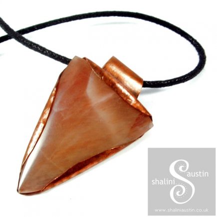 Rock Pendant - Pink Aventurine Set in Copper