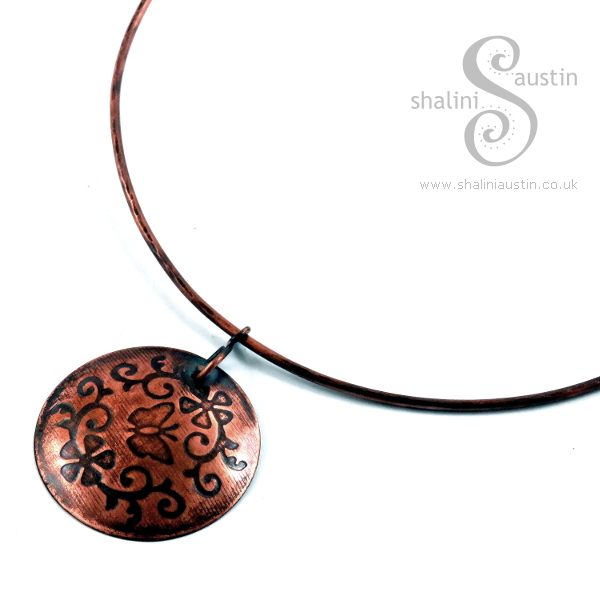 Embossed Copper Pendants Shalini Austin