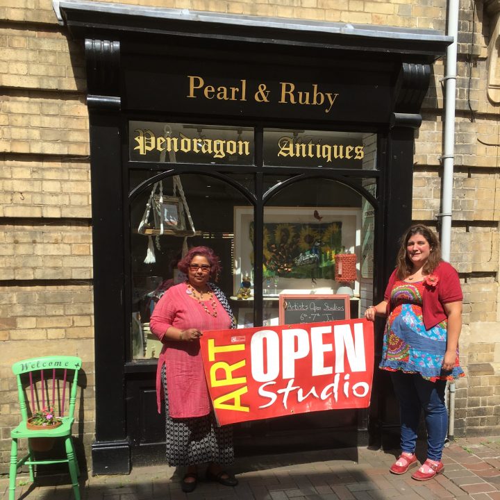 Eve and Shalini at PEarl & Ruby for Peterbororugh Artists Open Studios