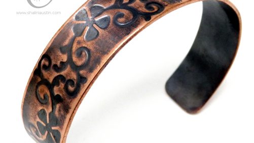 Embossed Copper Cuff FLORAL (02) by shalini Austin