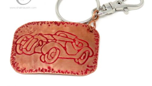 Embossed Copper Keyring CLASSIC CAR 01