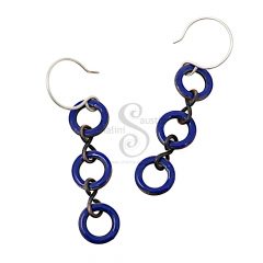 Royal Blue Enamelled Copper Circle Earrings