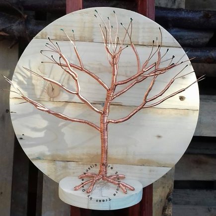 Copper Wire Tree Sculpture on Little Shelf