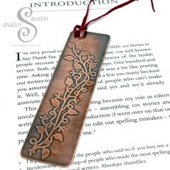Floral Design Etched Copper Bookmark 01