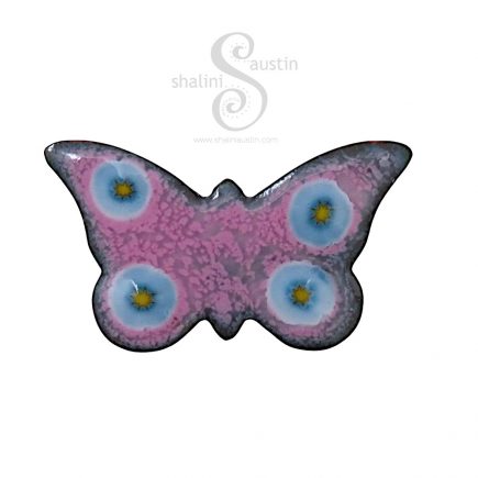 Enamelled Copper Butterfly Brooch 6 | Pink & Blue
