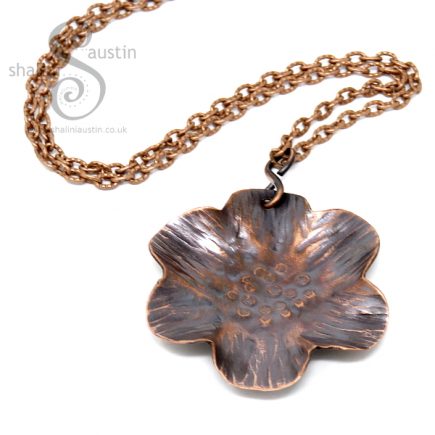 Copper Flower Pendant - Antique Finish