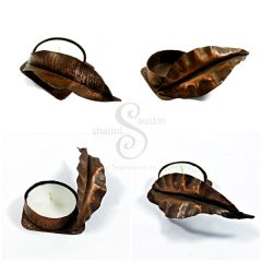 Copper Tealight Holder - Leaf Design